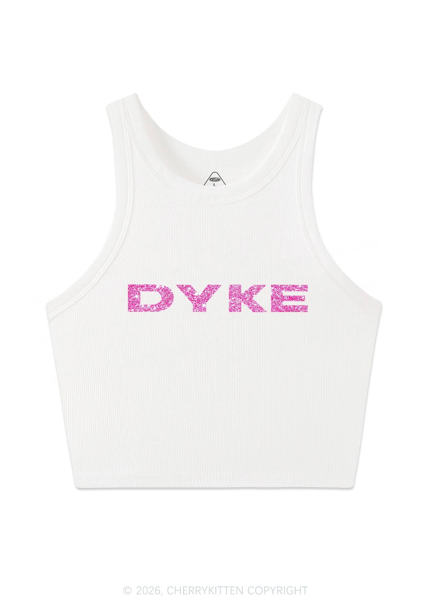 Glitter DYKE Pride Y2K Crop Tank Top Cherrykitten