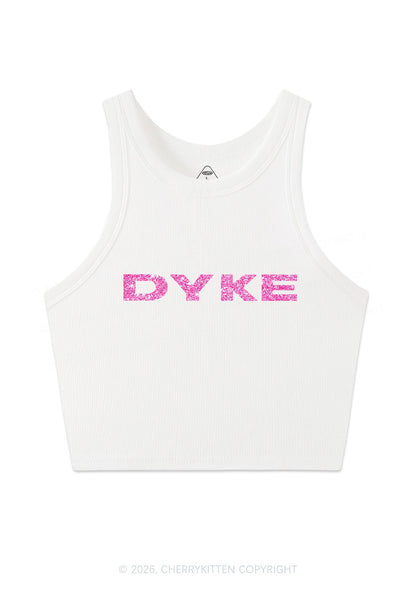 Glitter DYKE Pride Y2K Crop Tank Top Cherrykitten