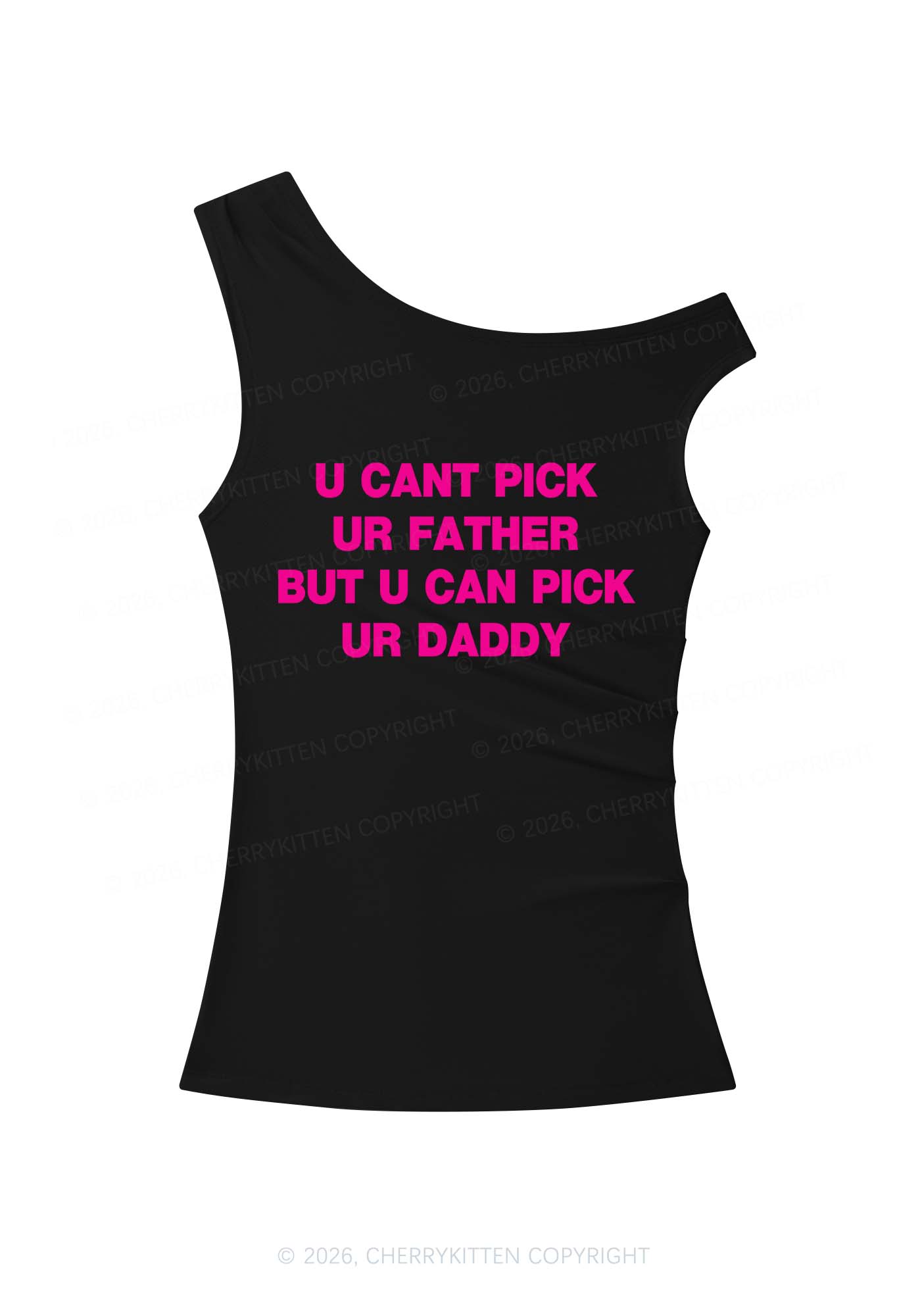 U Can Pick Ur Daddy Y2K Off Shoulder Tank Top Cherrykitten