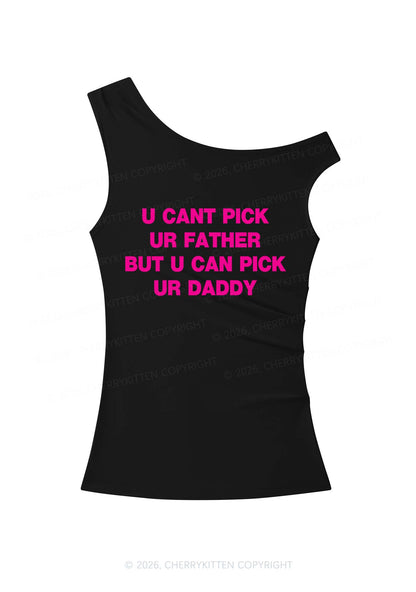 U Can Pick Ur Daddy Y2K Off Shoulder Tank Top Cherrykitten