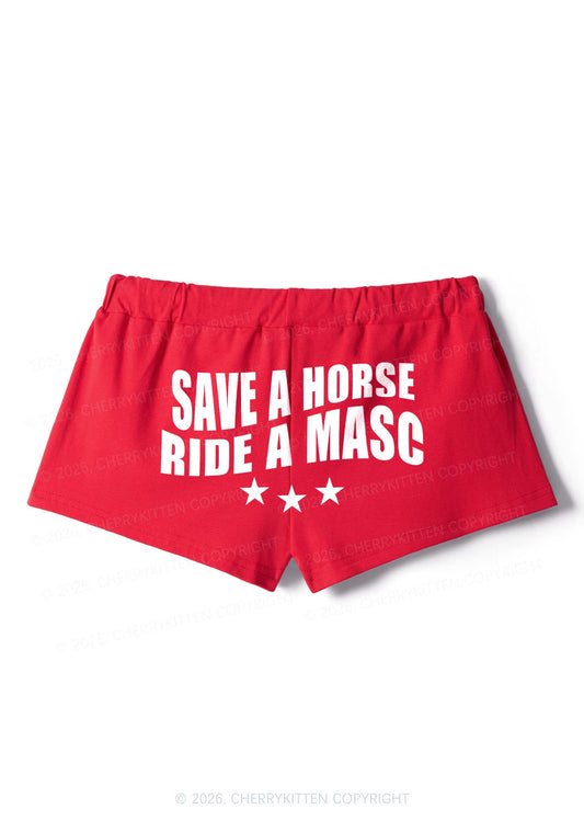 Save Horse Ride Masc Pride Y2K Drawstring Mini Shorts Cherrykitten