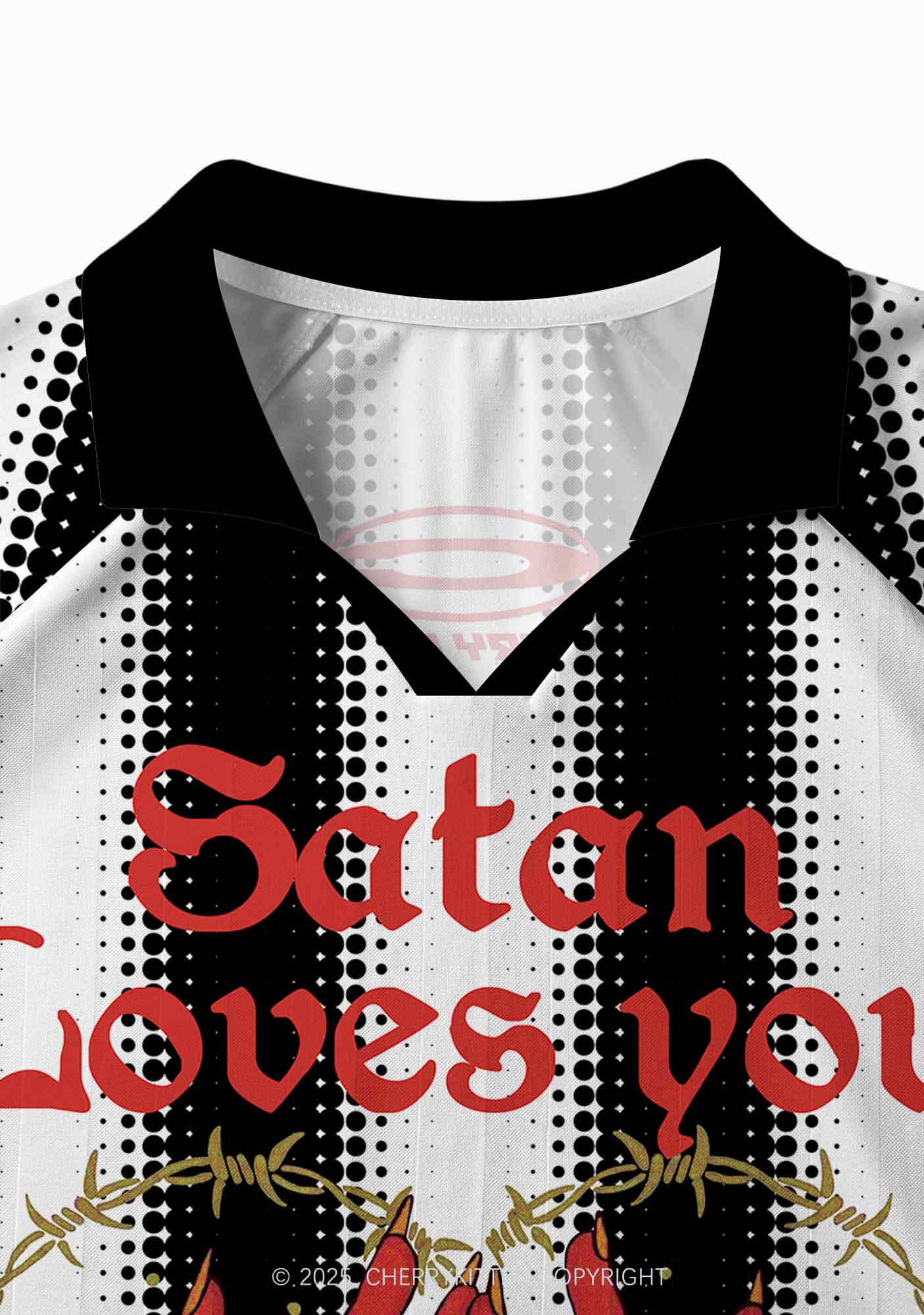 Halloween Custom Black Satan Heart Y2K Long Sleeve Sport Jersey Shirts Cherrykitten