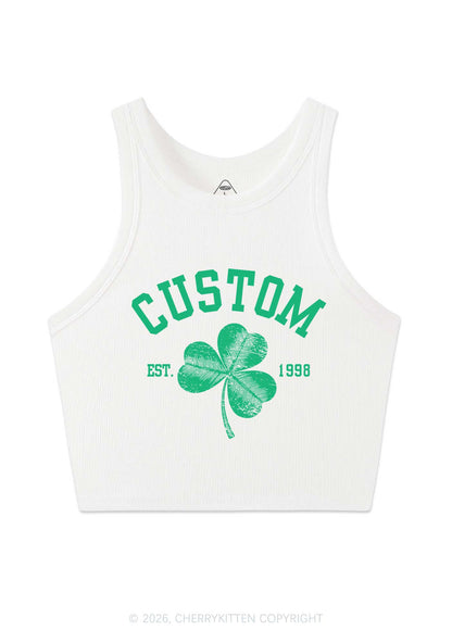 Custom Text Shamrock St Patricks Y2K Crop Tank Top Cherrykitten