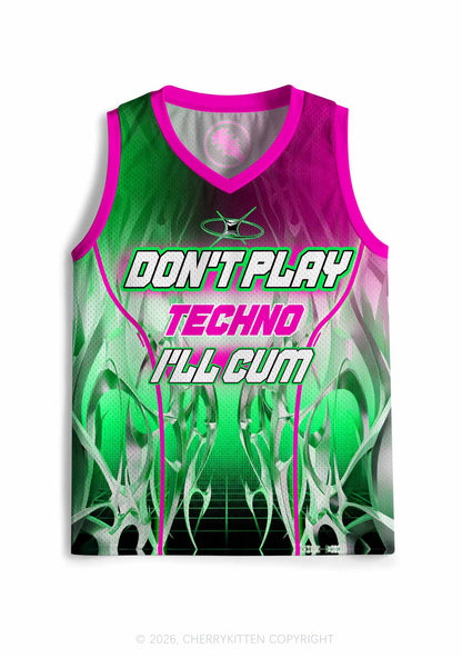 Checkered Dont Play Techno Y2K Sport Jersey Tank Cherrykitten