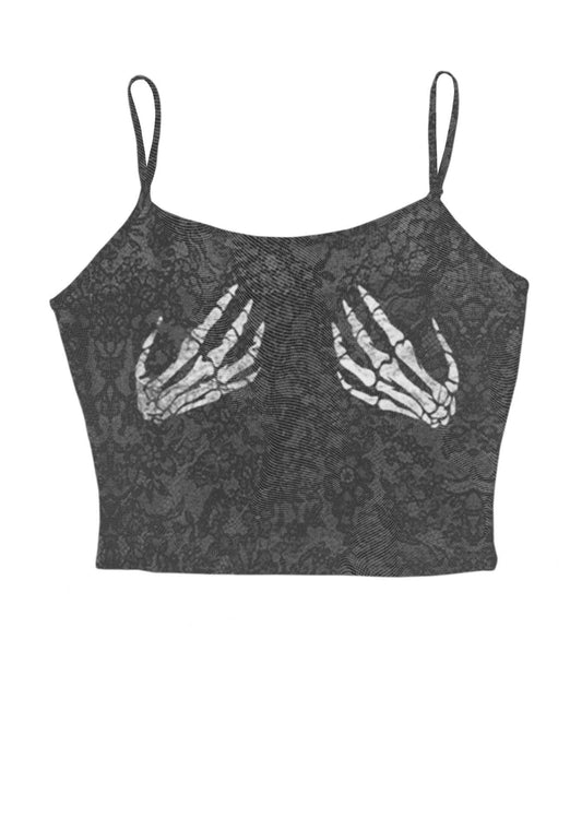 Skeleton Hand Txts Y2K Mesh Cami Tank Cherrykitten