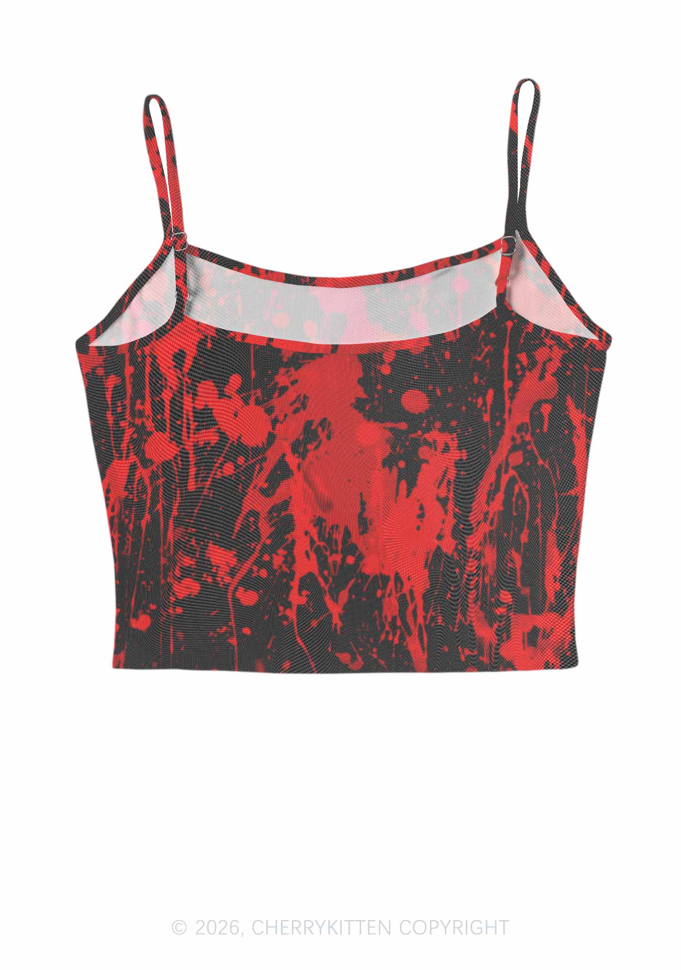 Halloween Red Blood On Black Y2K Mesh Cami Tank Cherrykitten