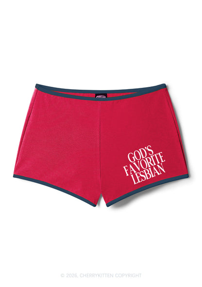 Gods Favorite Lesbian Pride Y2K Booty Shorts Cherrykitten