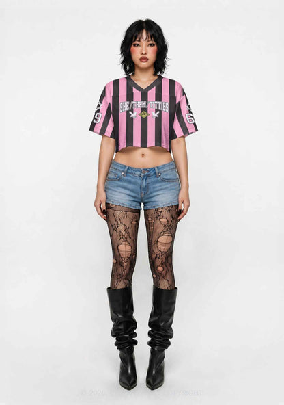 Pink Stripes She Them Txtties Pride Y2K Crop Sport Jersey Shirts Cherrykitten