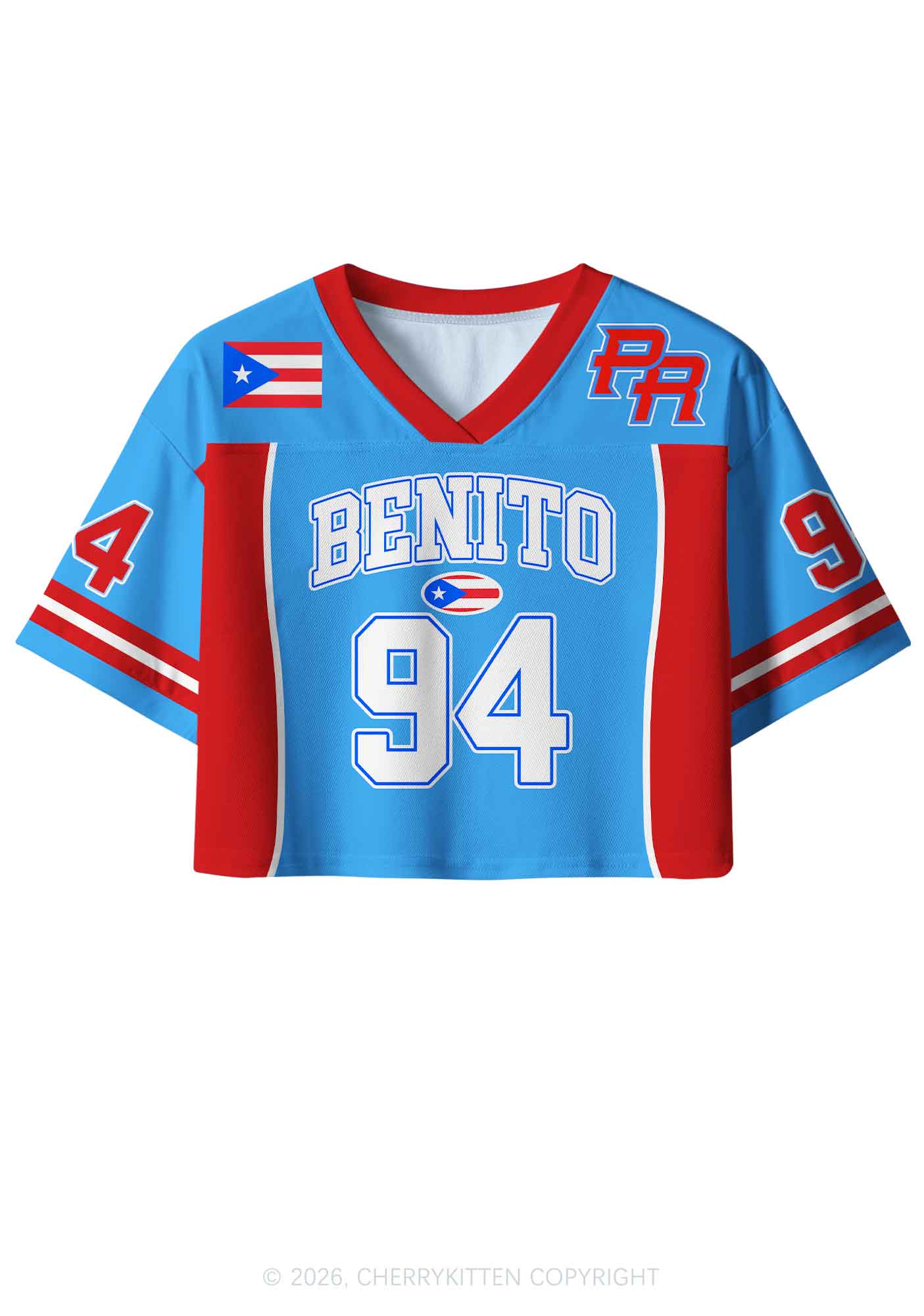 Light Blue Football Bunny Y2K Crop Sport Jersey Shirts Cherrykitten