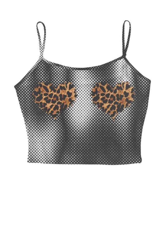 Leopard Hearts Y2K Mesh Cami Tank Cherrykitten