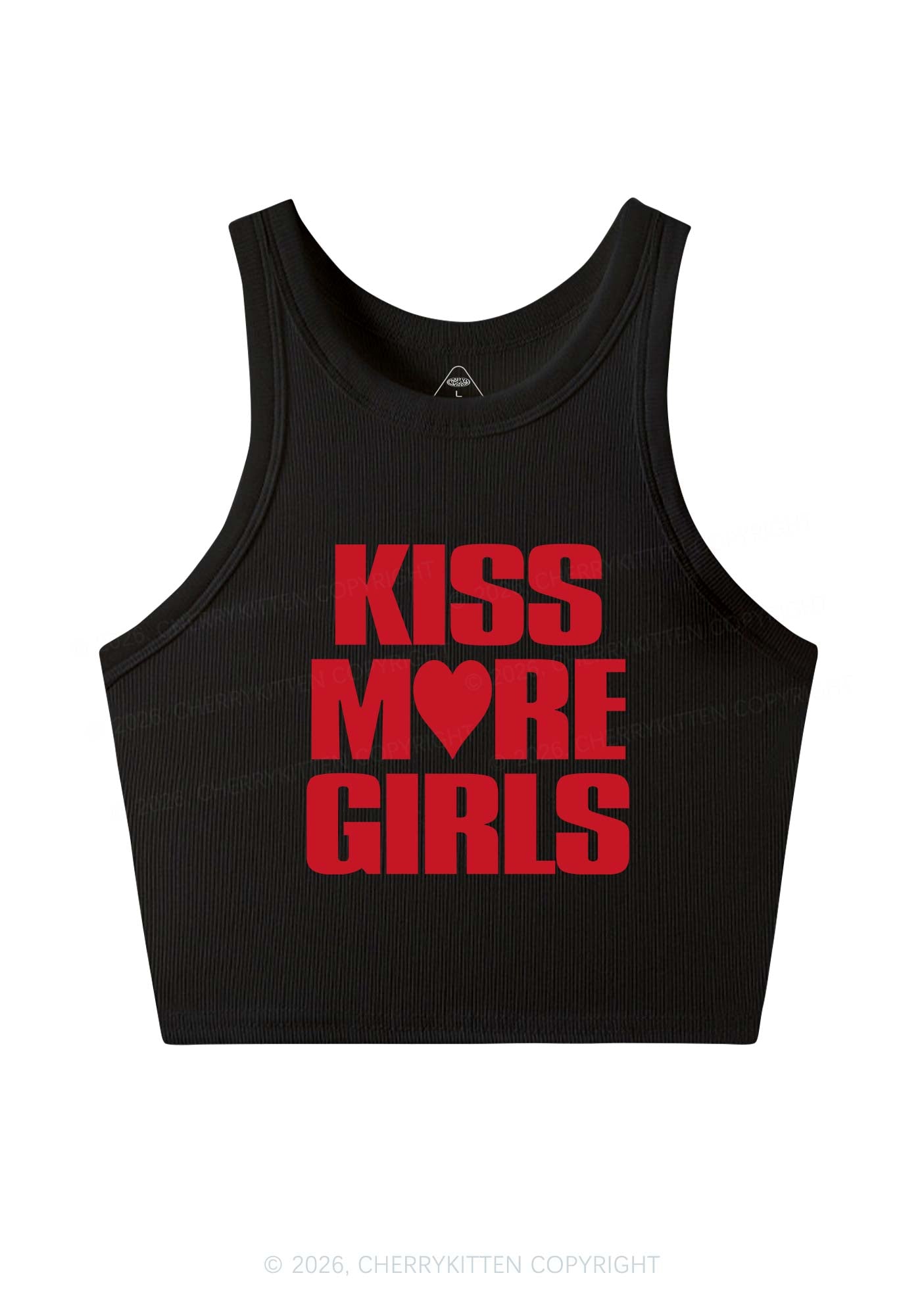 Kiss More Girls Heart Pride Y2K Crop Tank Top Cherrykitten