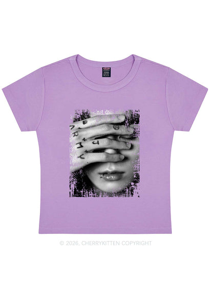 Tattoo Hand Portrait Kpop Y2K Baby Tee Cherrykitten