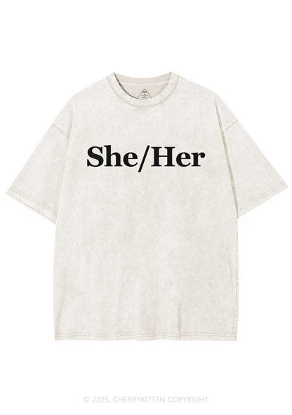 She Or Her Y2K Shirts Washed Tee Cherrykitten