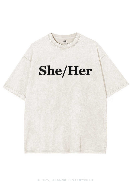 She Or Her Y2K Shirts Washed Tee Cherrykitten