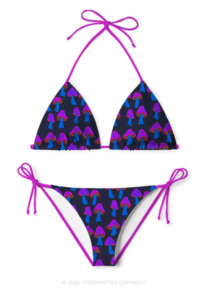 Blue Mushroom Y2K Print Bikini Set Cherrykitten