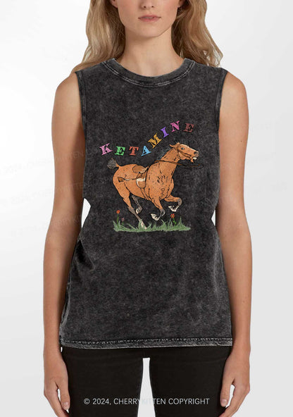 Orange Pony Y2K Washed Tank Cherrykitten
