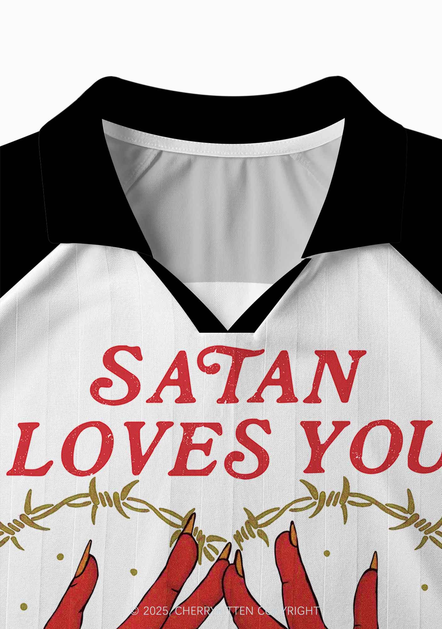 Halloween Custom White Satan Heart Y2K Long Sleeve Sport Jersey Shirts Cherrykitten