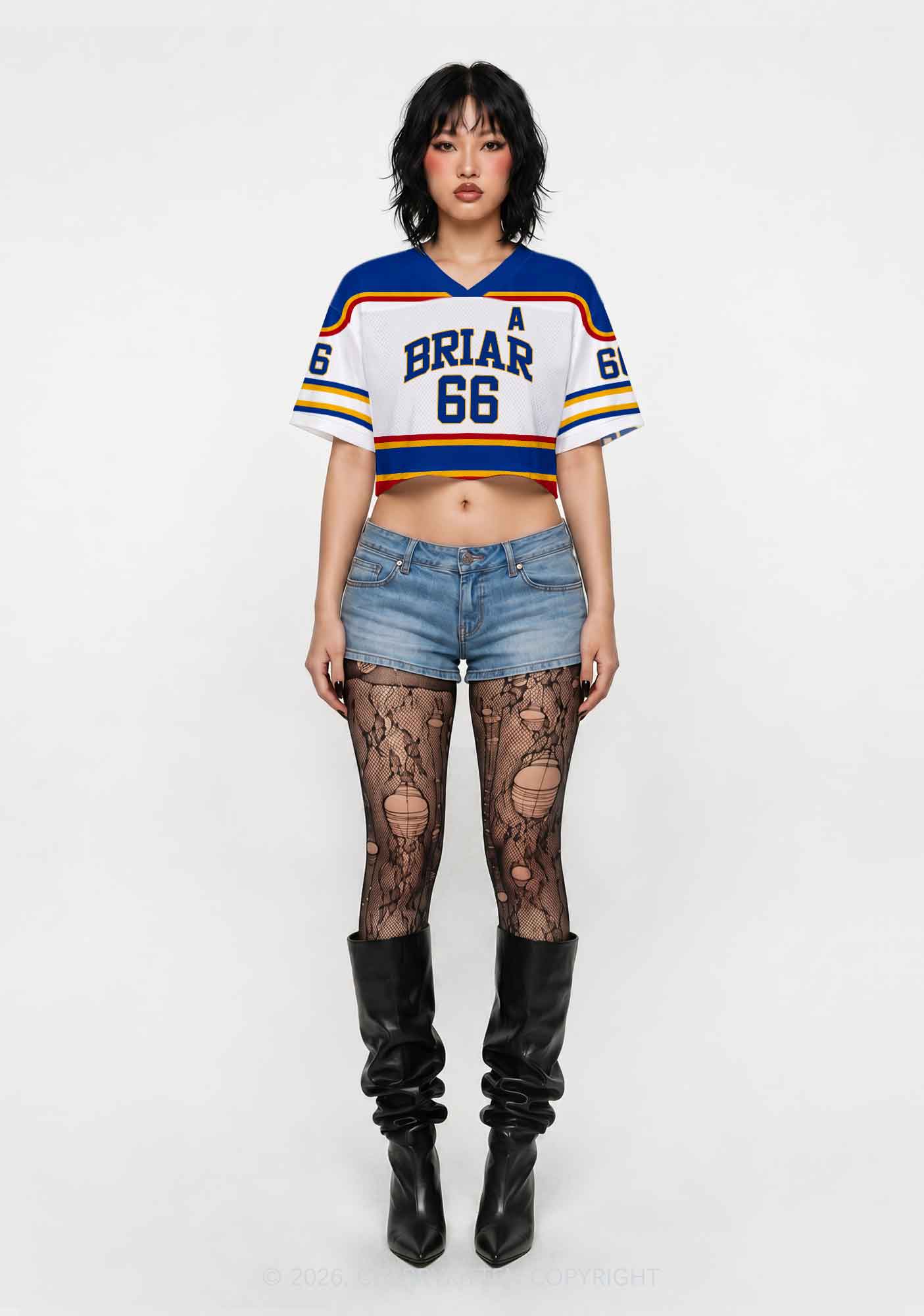 Retro White Hockey Team DL Y2K Crop Sport Jersey Shirts Cherrykitten