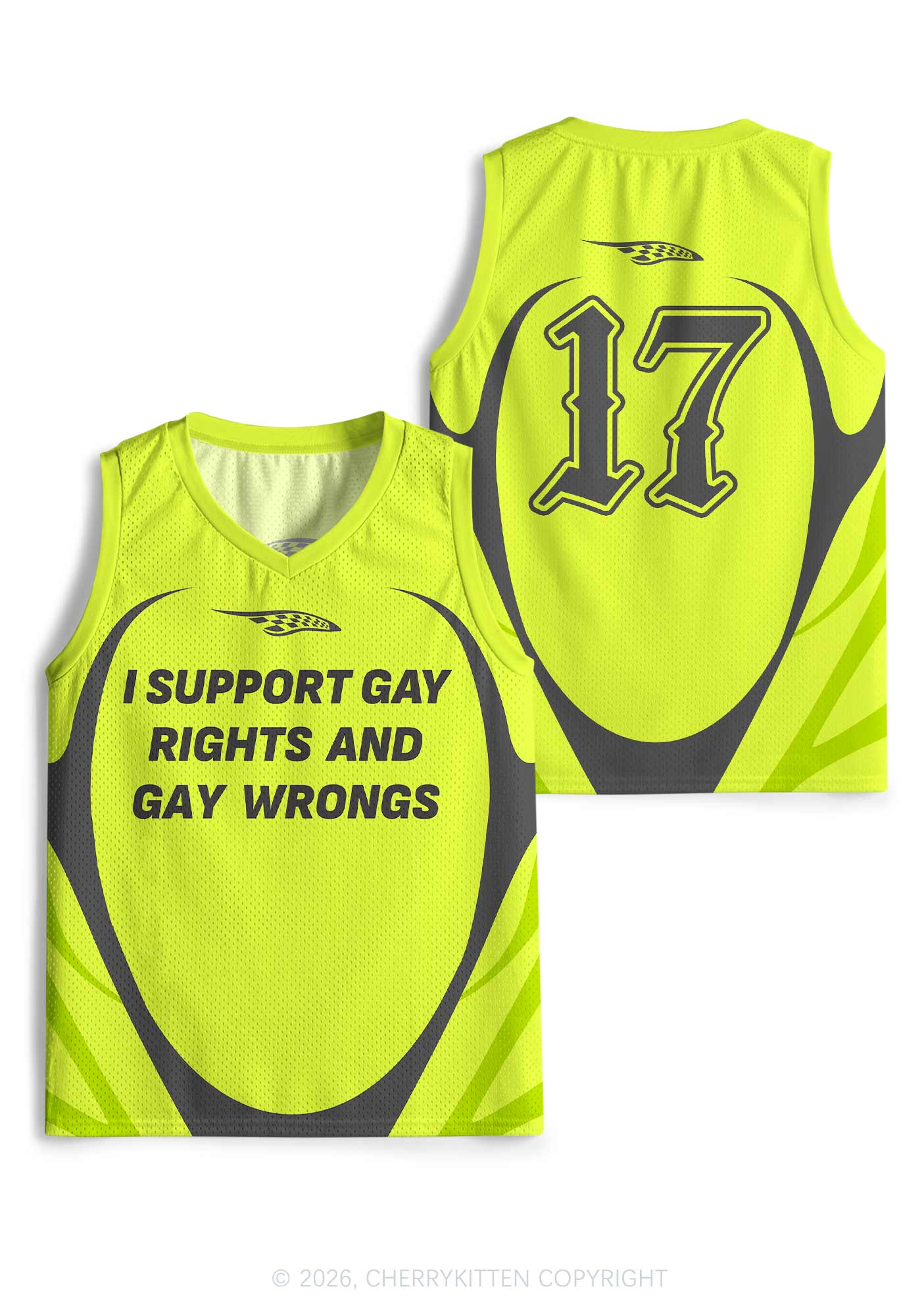 Lime Green I Support Gay Rights Pride Y2K Sport Jersey Tank Cherrykitten