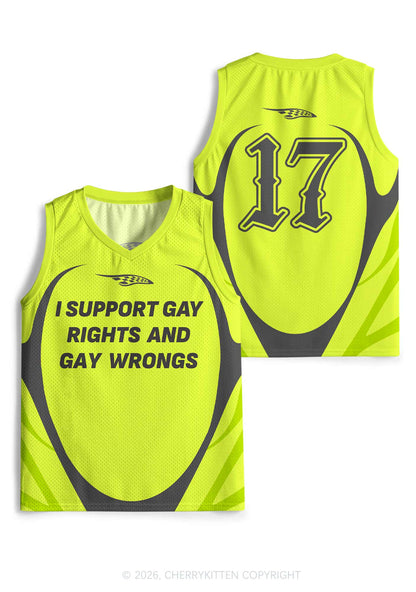 Lime Green I Support Gay Rights Pride Y2K Sport Jersey Tank Cherrykitten