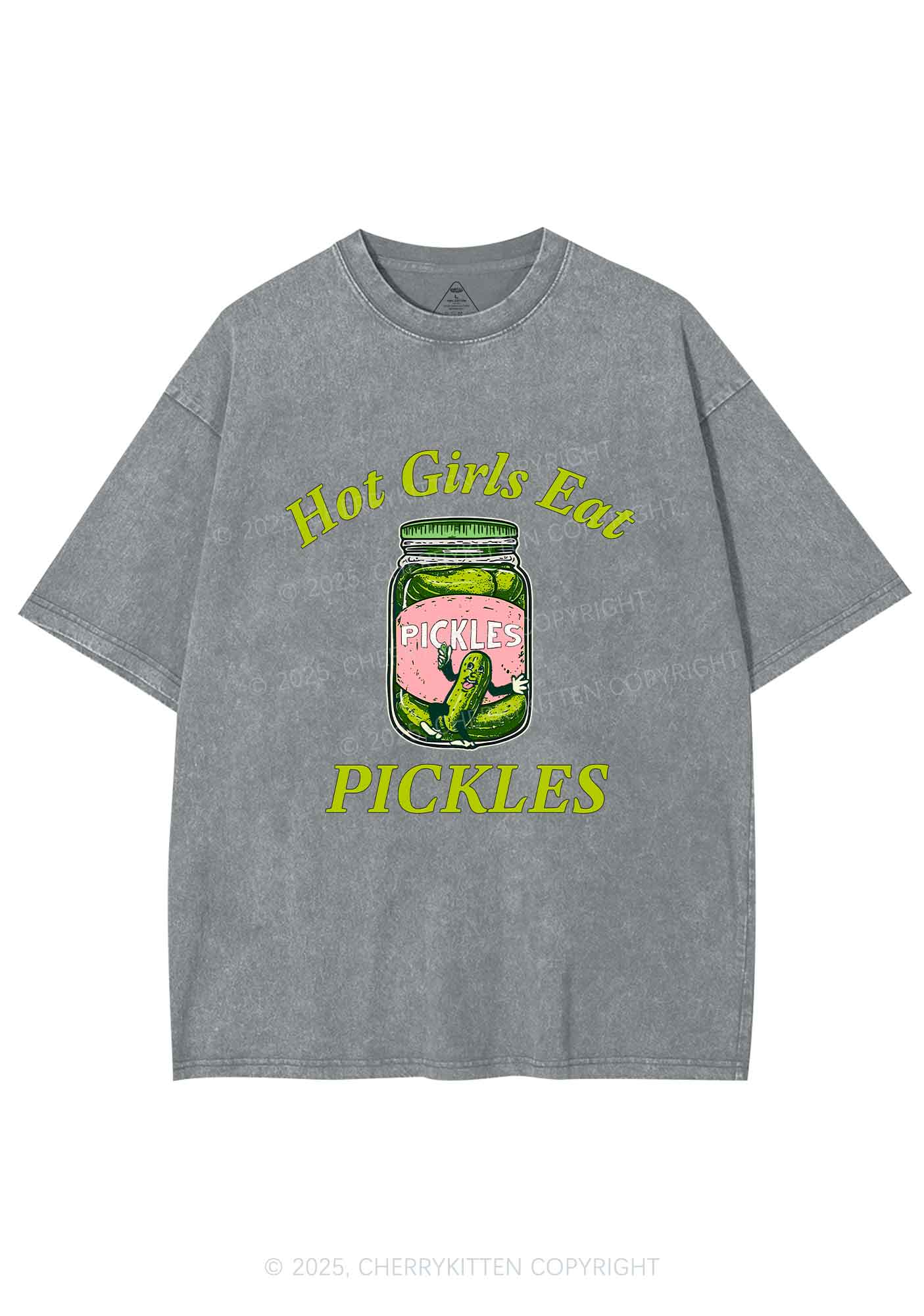 Hot Girls Eat Pickles Y2K Shirts Washed Tee Cherrykitten