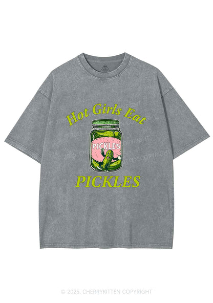 Hot Girls Eat Pickles Y2K Shirts Washed Tee Cherrykitten