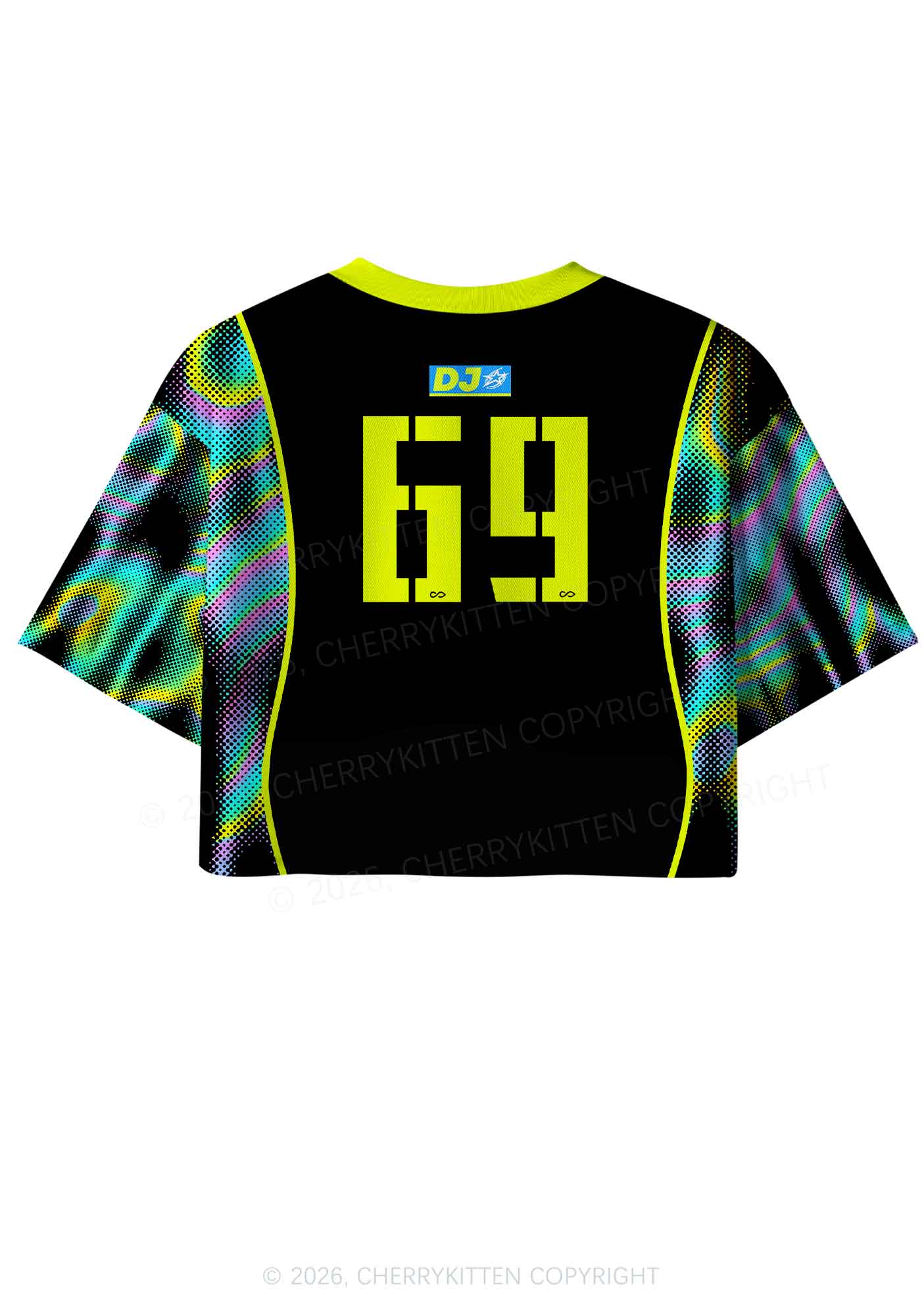 Neon Dibs On The DJ Y2K Crop Sport Jersey Shirts Cherrykitten