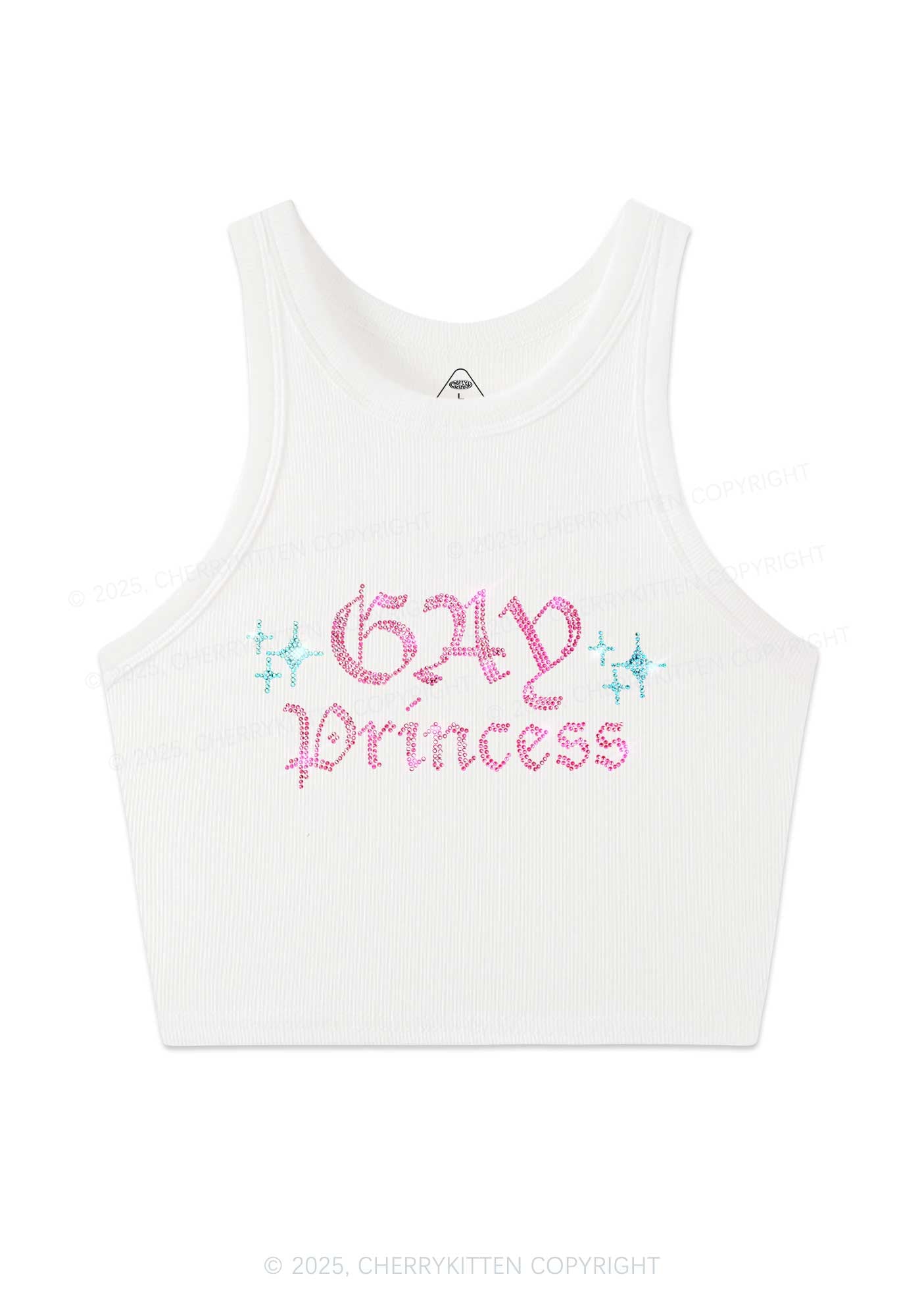 Rhinestone Gay Princess Pride Y2K Crop Tank Top Cherrykitten