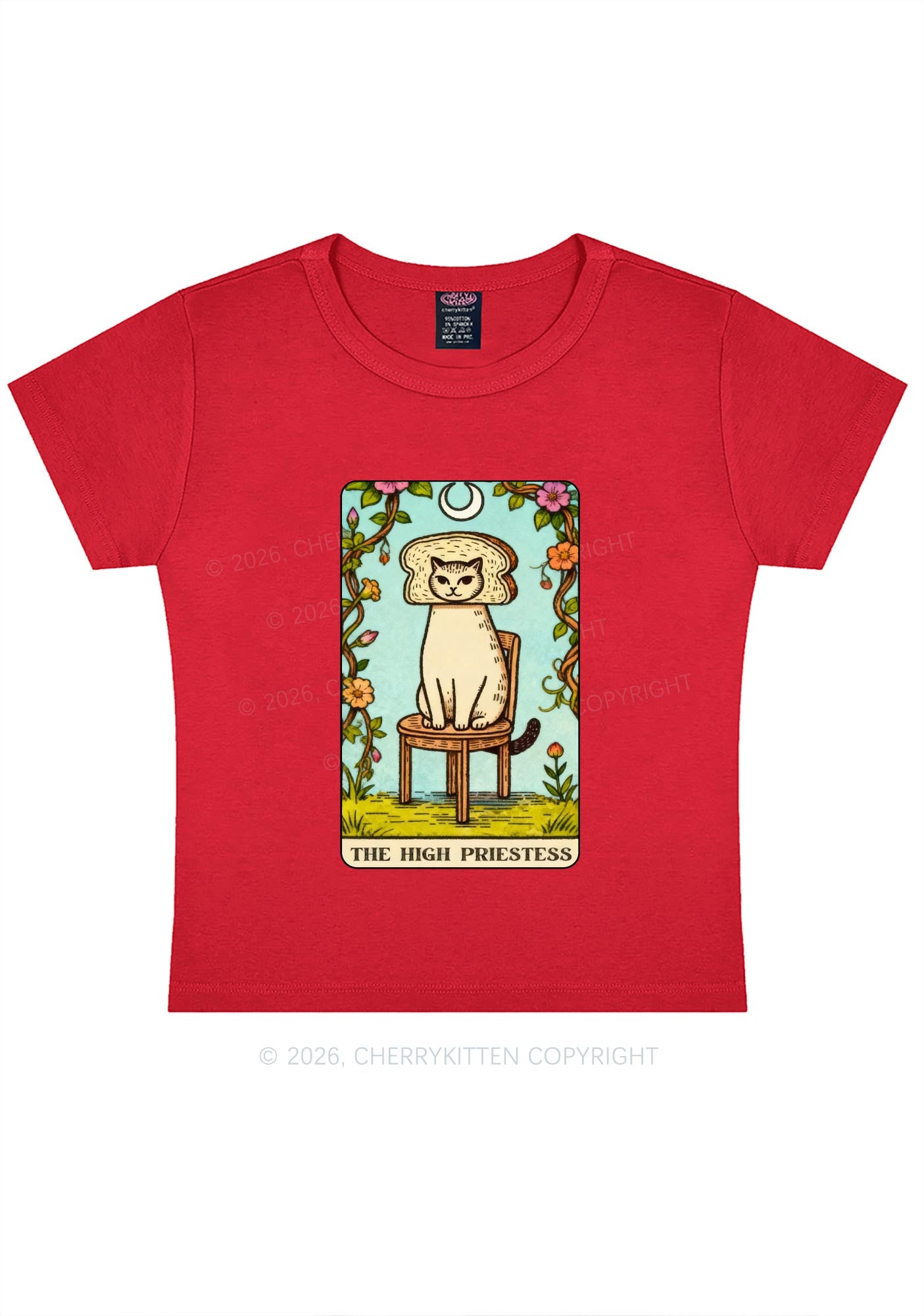 Breadhead Cat Y2K Baby Tee Cherrykitten