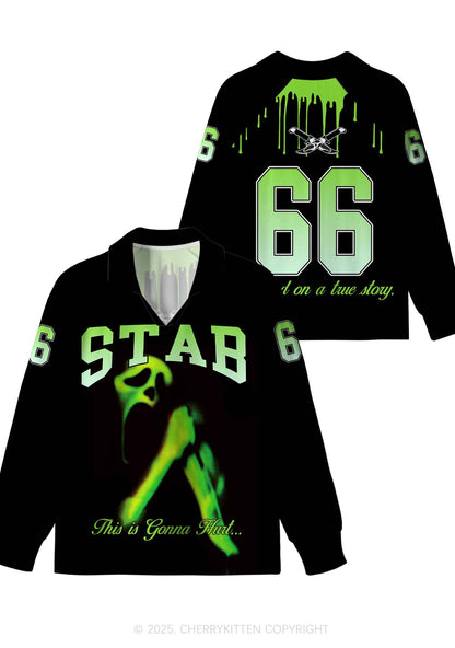 Custom Halloween Black Stab Ghost Y2K Long Sleeve Sport Jersey Shirts Cherrykitten