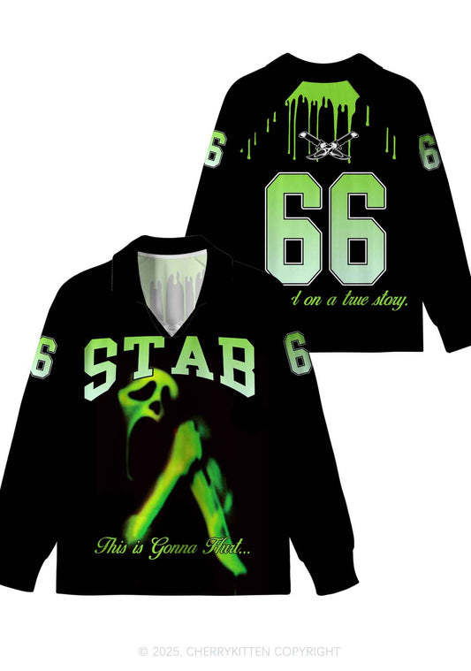 Custom Halloween Black Stab Ghost Y2K Long Sleeve Sport Jersey Shirts Cherrykitten
