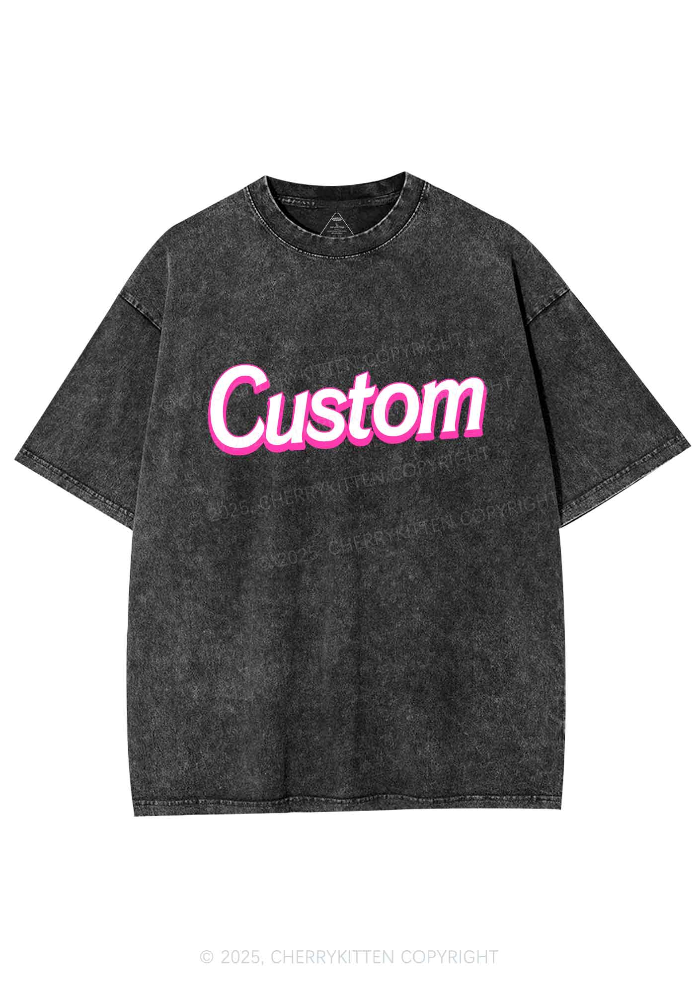 Custom Font Y2K Shirts Washed Tee Cherrykitten