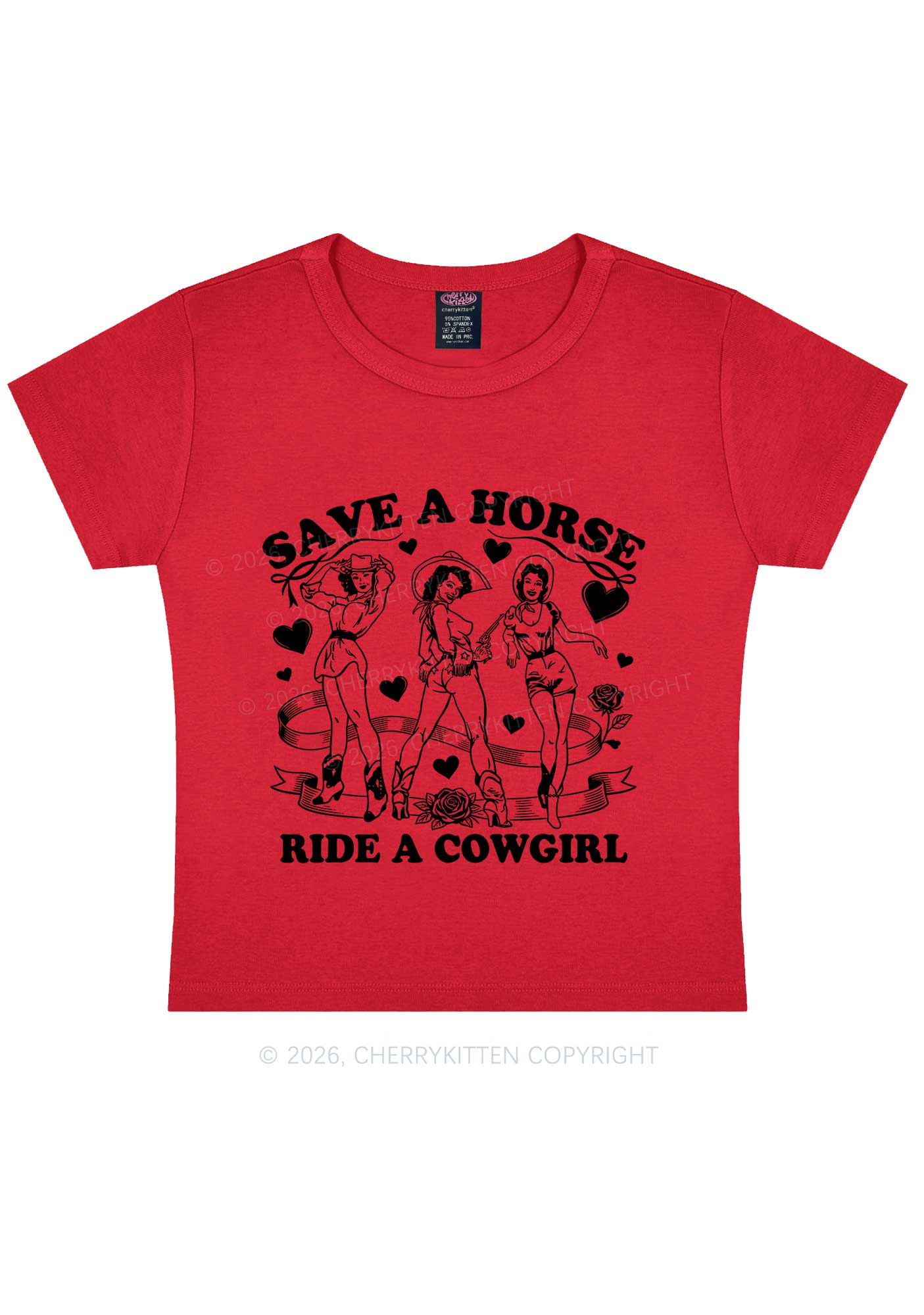 Ride A Cowgirl Valentine's Day Y2K Baby Tee Cherrykitten