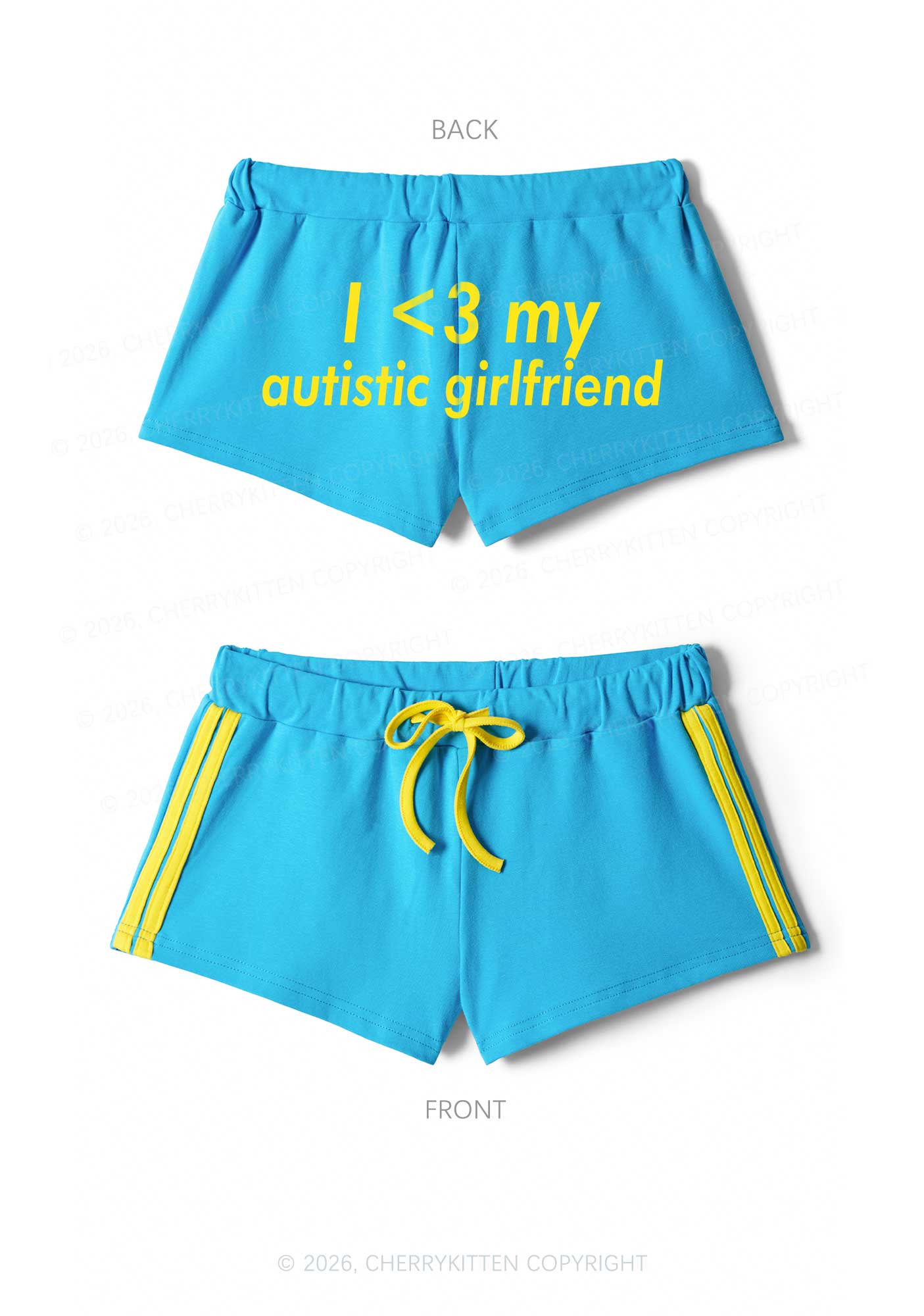 I Love My Autistic GF Valentine's Day Y2K Drawstring Mini Shorts Cherrykitten