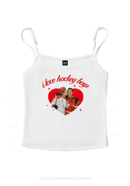 I Love Hockey Boys HR Y2K Spaghetti Strap Cami Cherrykitten