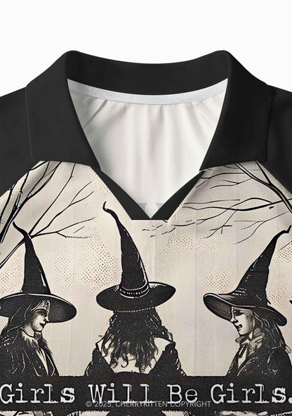 Custom Halloween Girls Will Be Girls Y2K Long Sleeve Sport Jersey Shirts Cherrykitten