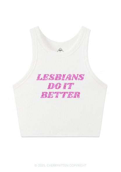 Glitter Lesbians Do It Better Pride Y2K Crop Tank Top Cherrykitten
