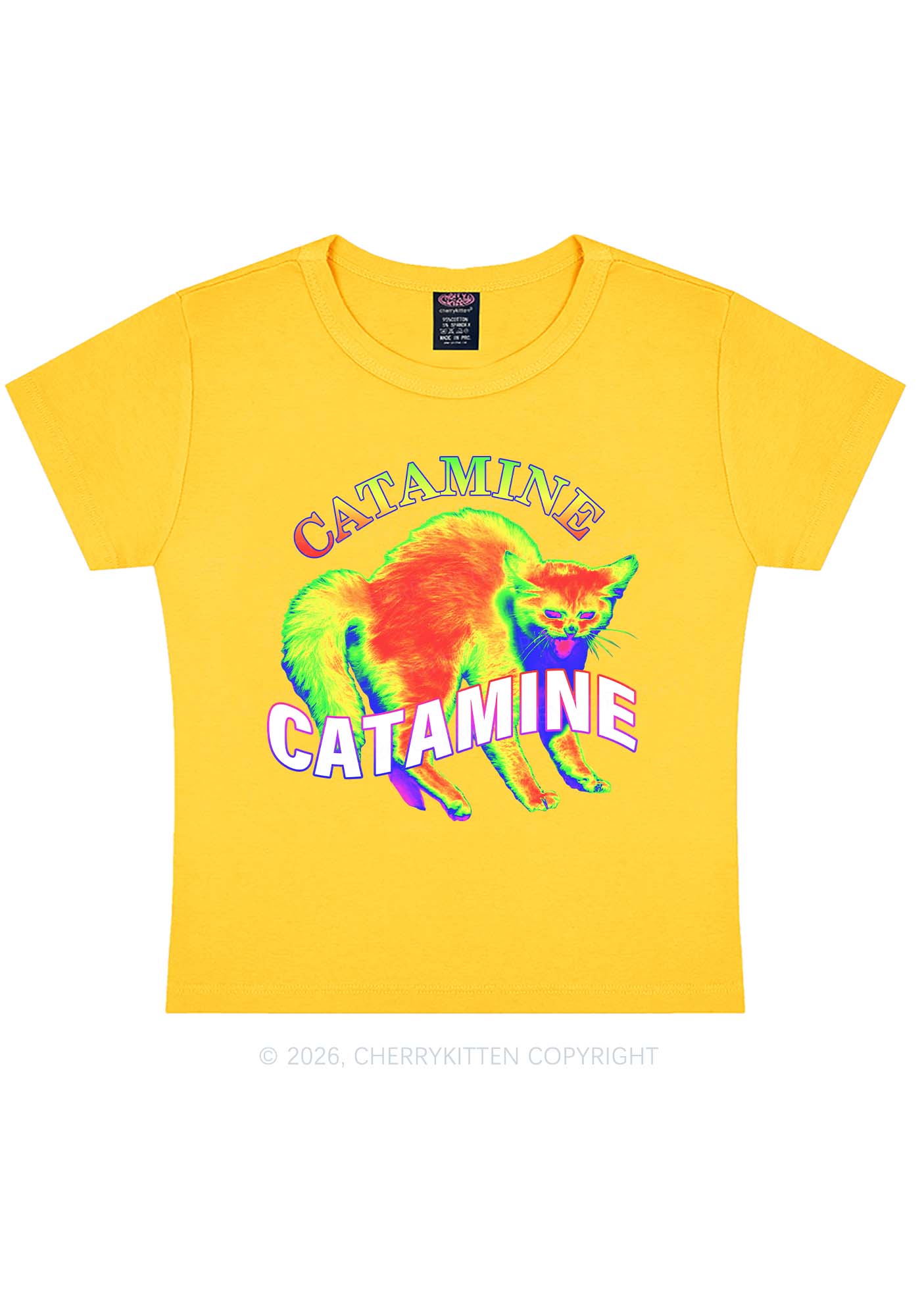 Thermal Cat Y2K Baby Tee Cherrykitten