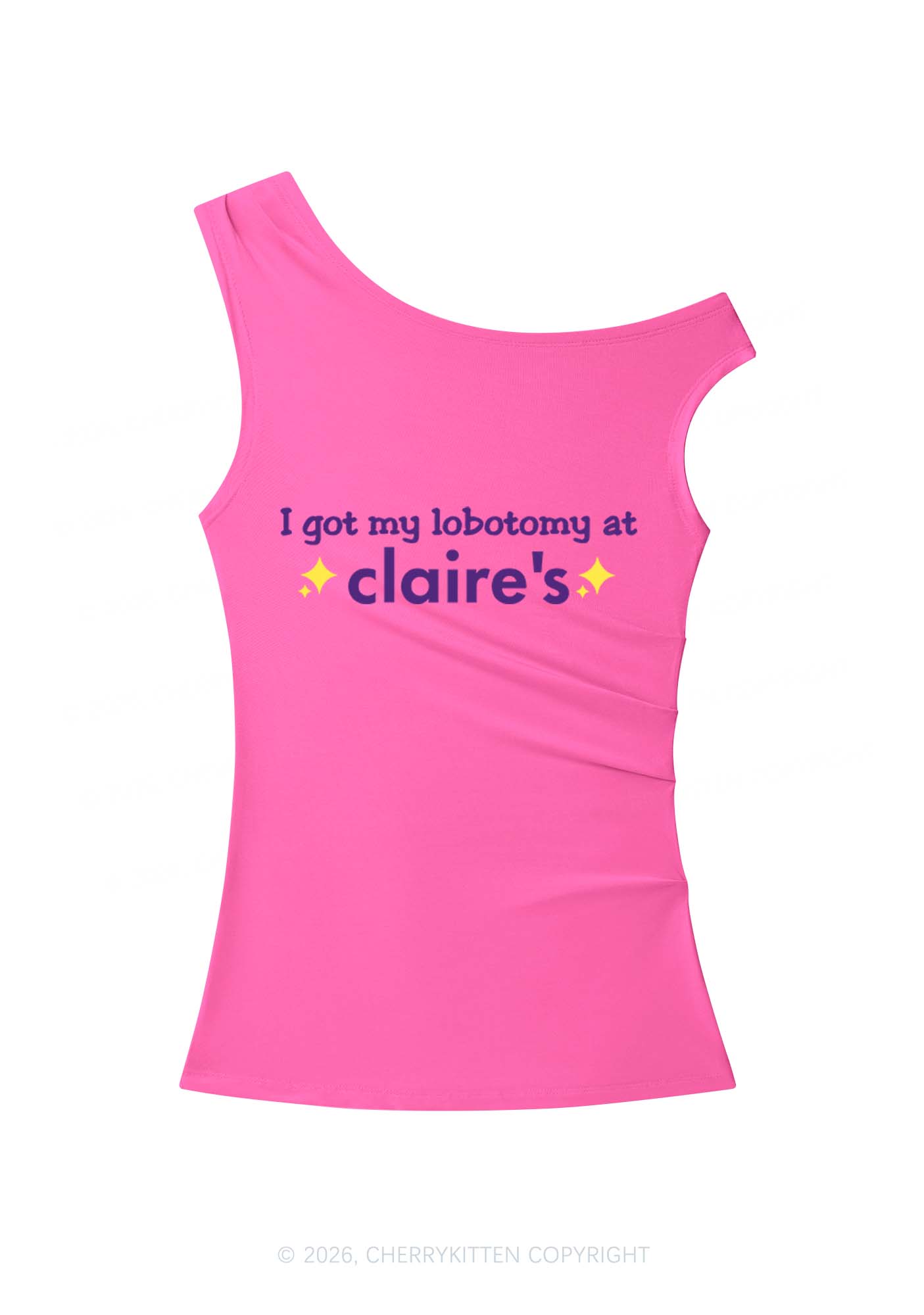 I Got My Lobotomy At Claires Y2K Off Shoulder Tank Top Cherrykitten
