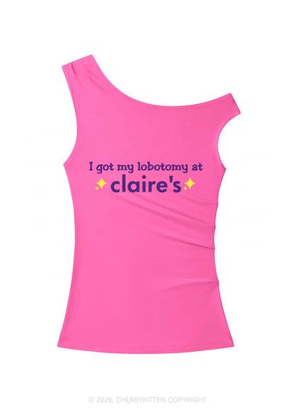 I Got My Lobotomy At Claires Y2K Off Shoulder Tank Top Cherrykitten