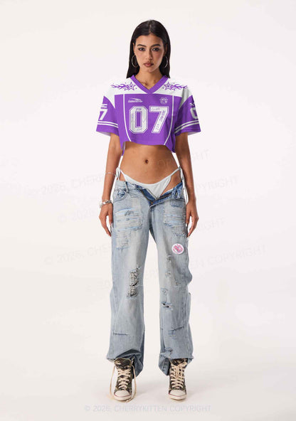 Custom Purple Korean Boys Y2K Crop Sport Jersey Shirts Cherrykitten