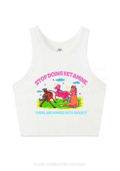 Horses With Anxiety Y2K Crop Tank Top Cherrykitten