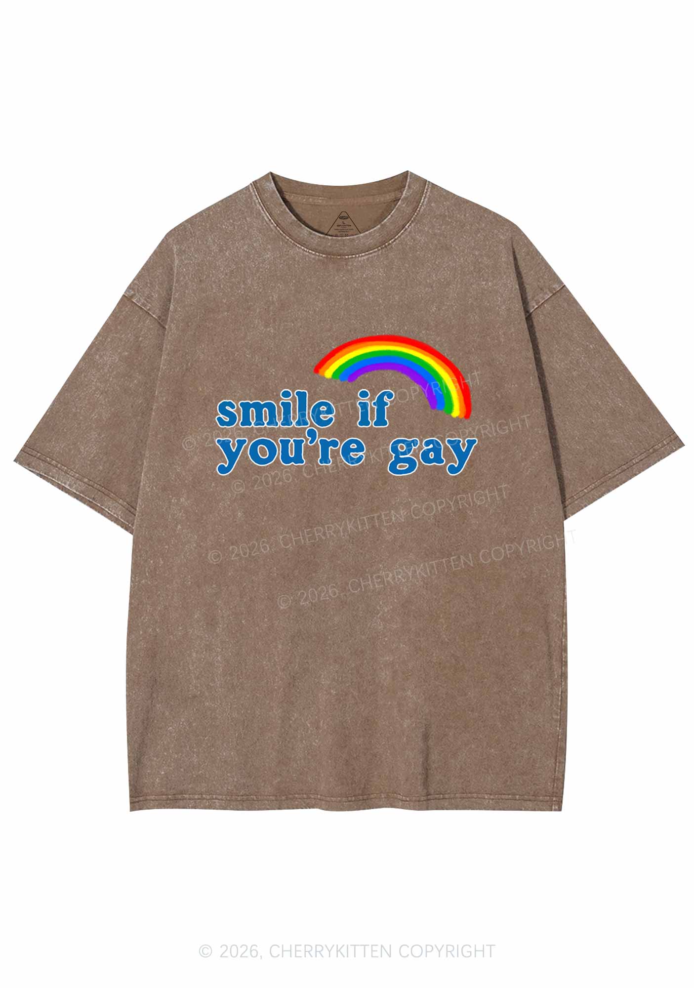 Rainbow Smile If You Are Gay Pride Y2K Shirts Washed Tee Cherrykitten