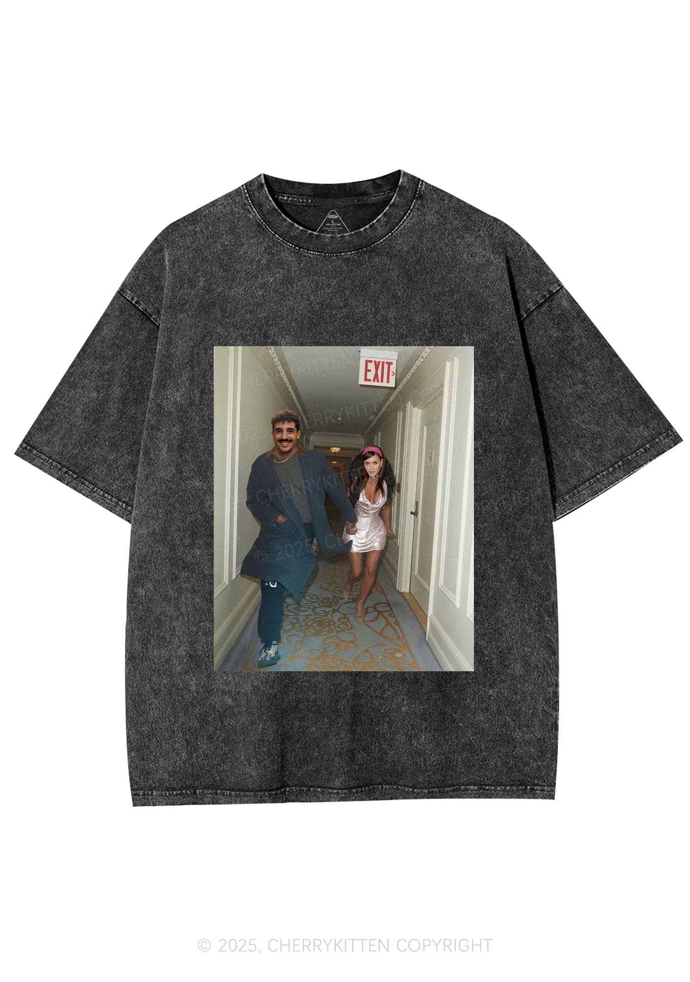 Custom Famous Hallway Photo Y2K Shirts Washed Tee Cherrykitten
