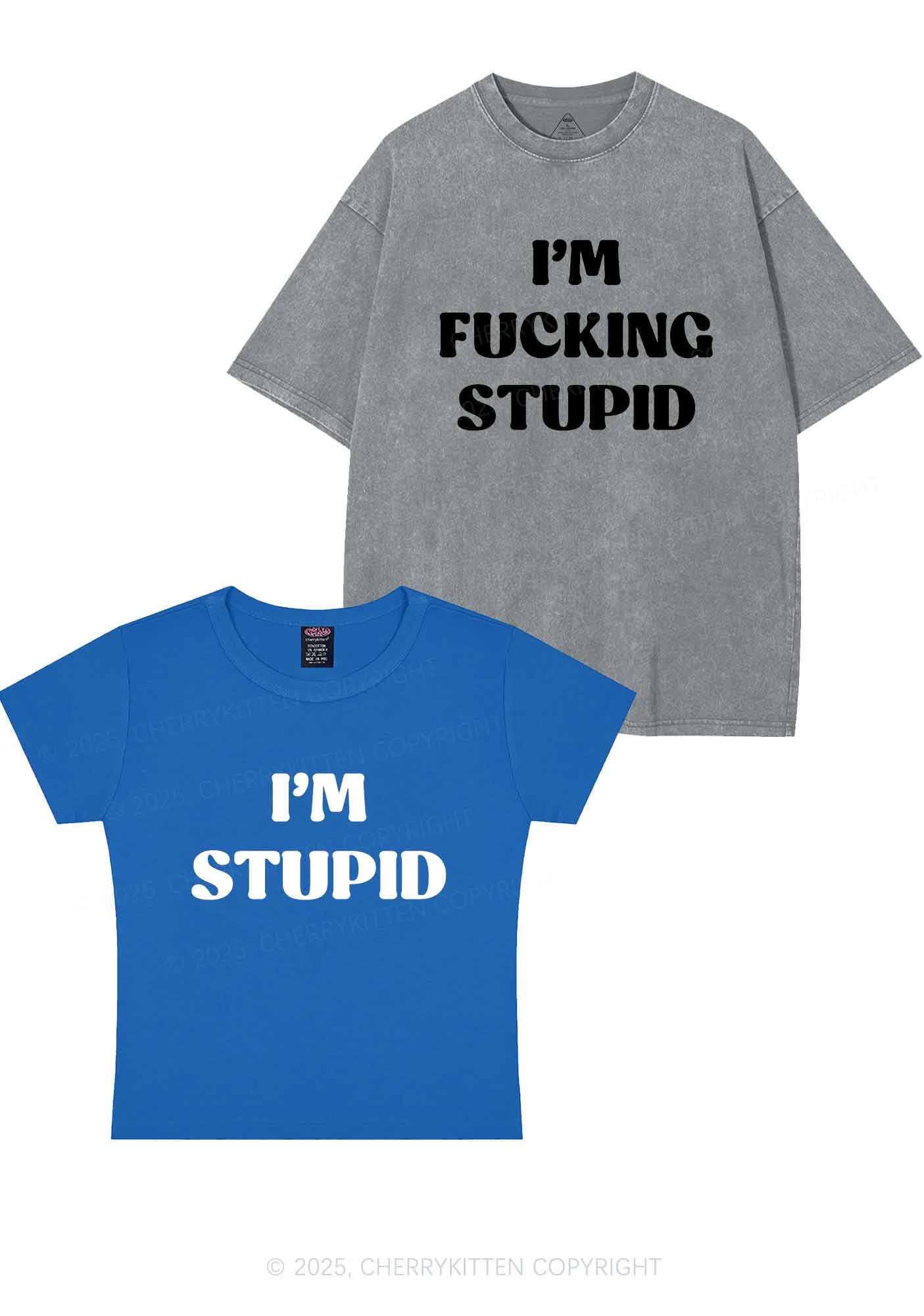 Im Fxxking Stupid Y2K Valentine's Day Couple Shirt Cherrykitten