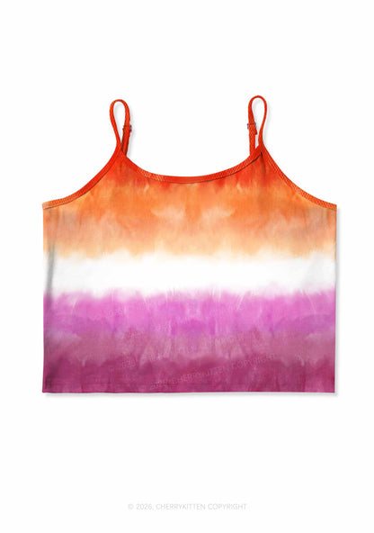 Lesbian Flag Pride Y2K Print Cami Crop Top Cherrykitten