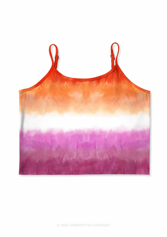 Lesbian Flag Pride Y2K Print Cami Crop Top Cherrykitten