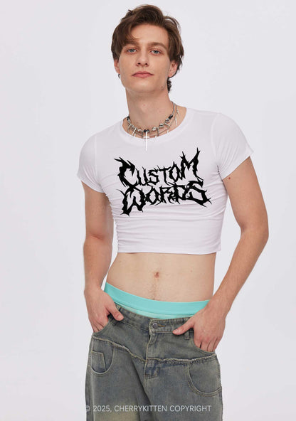 Custom Text Punk Font Y2K Baby Tee Cherrykitten