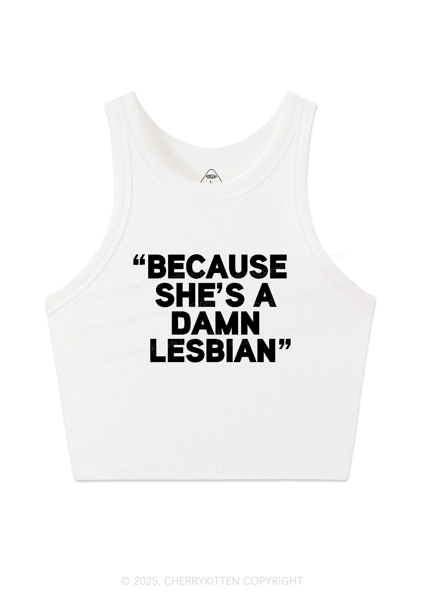 She's A Damn Lesbian Y2K Crop Tank Top Cherrykitten