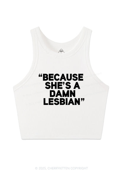 She's A Damn Lesbian Y2K Crop Tank Top Cherrykitten